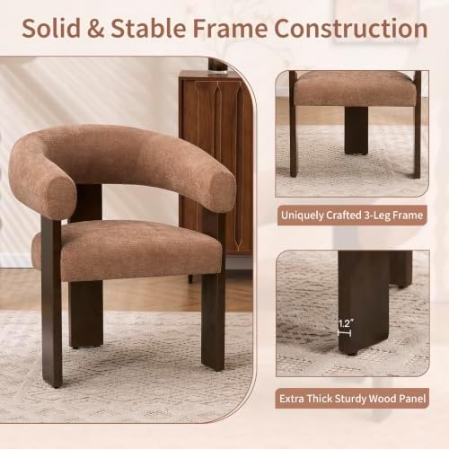 Accent Chairs Set of 2, Barrel Armchair, U-Shaped Backrest - Image 5