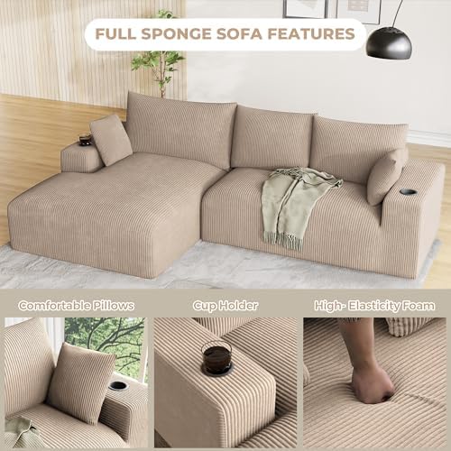 ONEMMLION 113" L-Shaped Cloud Boneless Couch Sofa - Image 4