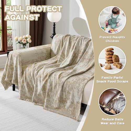MEETSKY Boho Couch Cover for 2 Cushion Couch Sofa, Chenille Sofa Cover for - Image 5