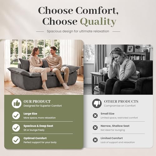 JUIKURY 55" Convertible Corduroy Sofa Bed, Boneless Foldable Loveseat Sleeper - Image 5