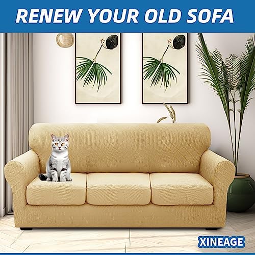 XINEAGE 4-Piece Stretch Sofa Cover, Washable Couch Covers - Image 4