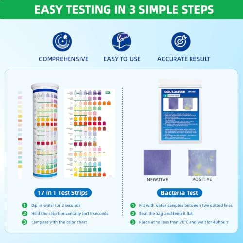 25 in 1 Home Drinking Water Test Kit, 165 Strips + 2 Bacteria Tests - Image 5