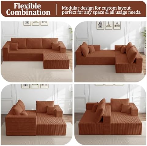 92.5" Modular Sectional Sofa, L-Shaped Cloud Couch - Image 6