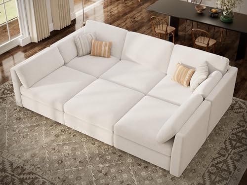 Oversized Modular Sectional Sleeper Sofa Bed Cloud Couches White - Image 4