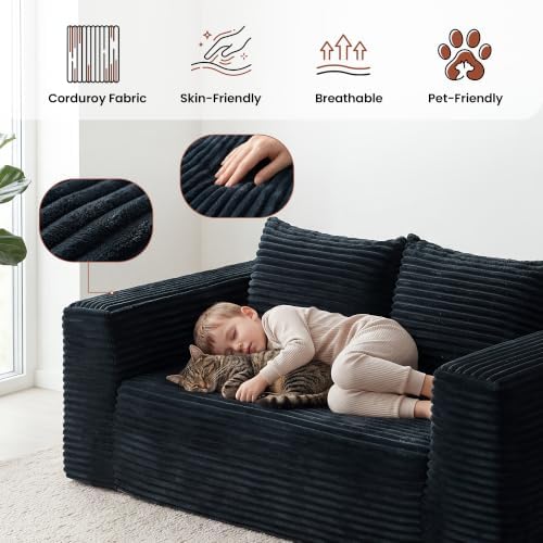 TeQsli Loveseat Boneless Sofa, Cloud Corduroy Deep Seat Couch, No Assembly - Image 6