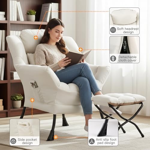 Lazy Chair with Ottoman, Comfy Reading Chair - Image 4