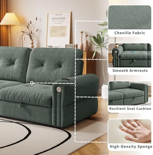73" Queen Size Sofa Bed, Loveseat Sleeper Sofa - Image 3