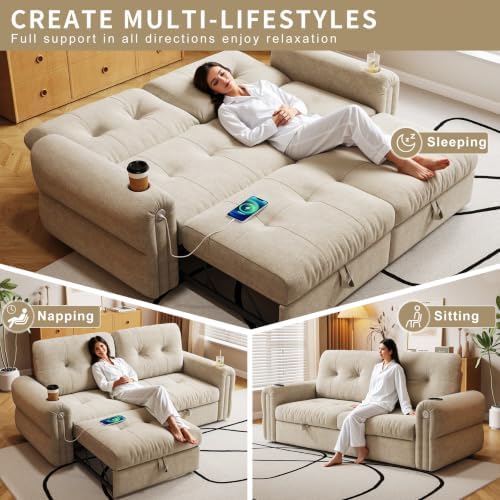 73" Queen Size Sofa Bed, Loveseat Sleeper Sofa - Image 5