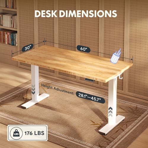 FLEXISPOT 60" x 30" Solid Bamboo Standing Desk - Image 2