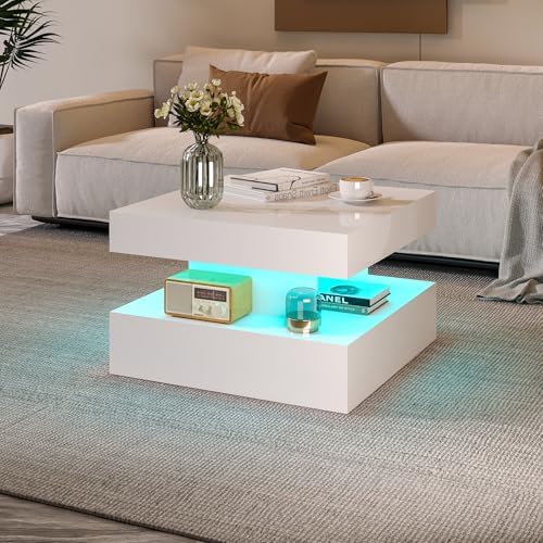 HedoAjim Small White Led Coffee Table by HedoAjim
