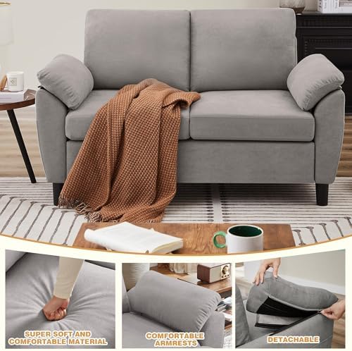 80" Convertible Sectional Sofa Set, Modern Linen Small L Shaped Couch - Image 5