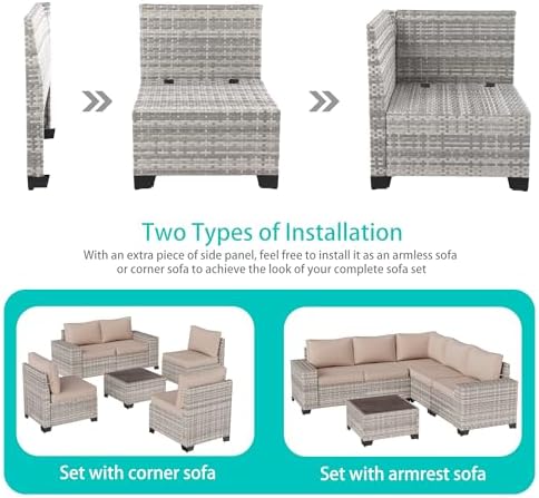 Outdoor Patio Furniture Set PE Wicker Rattan Outdoor Sectional Sofa - Image 3