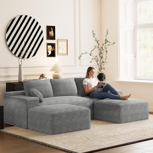 ONEMMLION 108" Oversized Cloud Boneless Couch Modular Sofas, Light Grey - Image 2