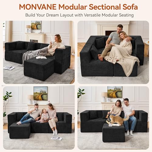 MONVANE 103'' Modular Sectional Sofa, Comfy Chenille Cloud Couch - Image 3