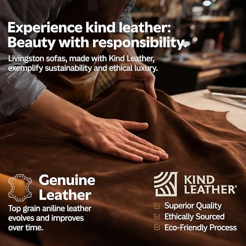 SIMPLIHOME Morrison 33" Wide Genuine Leather Ottoman in Caramel Brown - Image 5