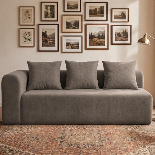 Claiks 71" Left Armrest Boneless Sectional Loveseat Sofa, Light Grey by CLAIKS