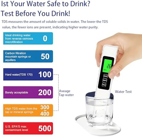TDS Meter Digital Water Tester 4 in 1 TDS EC & Temperature Meter, 0-9999 ppm - Image 2
