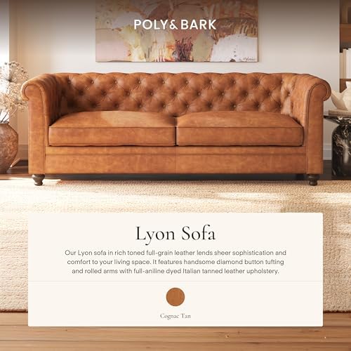 POLY & BARK Lyon 87.4” Leather Sofa in Cognac Tan – Full-Grain Pure-Aniline - Image 3