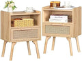 Lerliuo Rattan Nightstands Set of 2, Boho Side Table by Lerliuo
