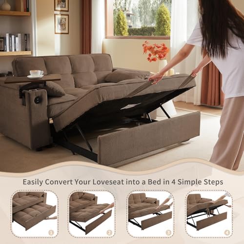 hansones 65'' 3-in-1 Folding Convertible Sofa Bed, Queen Size Pullout Sofa - Image 6