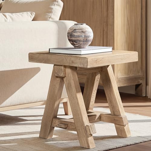 Jennifer Taylor Home Hawthorne 18” Square Reclaimed Elm Trestle Side Table - Image 2