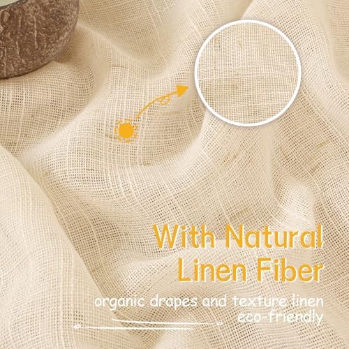 YoungsTex Linen Sheer Kitchen Window Curtains 40 Inch Length Small Drapes - Image 4