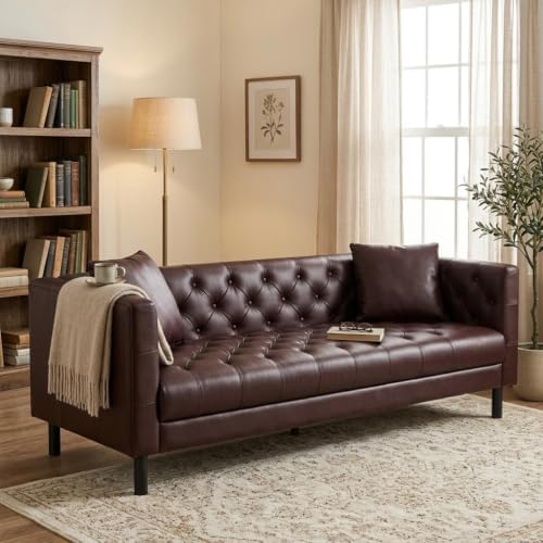 GarveeHome Leather Couch for Living Room, Dark Brown - Image 3