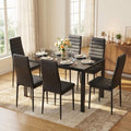 Gizoon Black 7 Piece Glass Dining Table Set, Kitchen Table by Gizoon