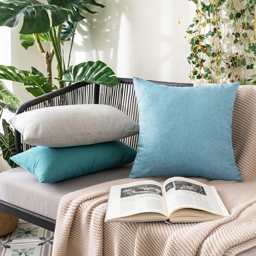 MIULEE Decorative Outdoor Pillow Covers Waterproof 18x18 Blue Gray - Image 5