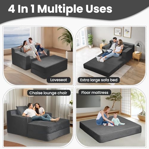 JUIKURY 86” Oversized Chaise Lounge, Corduroy 4 in 1 Chase Lounge Chair Indoor - Image 3