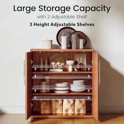Buffet Cabinet with Storage, 31.5" Sideboard Cabinet w/Fluted Arch Doors & - Image 5