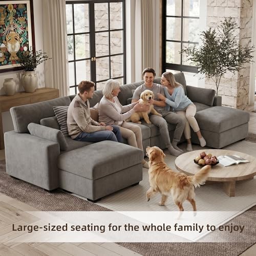 WorthFurni 146.5'' Modular Sectional Sofa, U Shaped Oversized Extra Deep Couches - Image 4