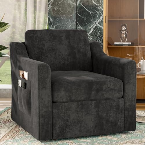 360°Swivel Accent Chair with Lumbar Support, Swivel Armchair with Deep Seat by LegacyAmerhomeDirect