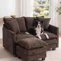 2-Seater Loveseat Sofa with Ottoman, Pet-Friendly Chenille, Washable Pillows by Unknown