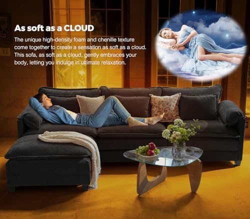 ELUCHANG 153" Oversized Modular Sectional Sofa, Comfy Chenille Cloud Couch - Image 5