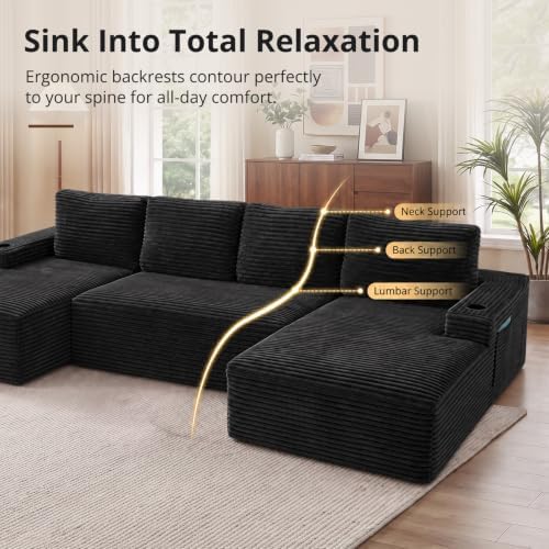 Skepphlay 133" U Shaped Couch, Boneless Sectional Couches - Image 5