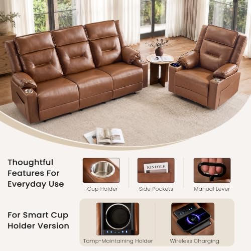 2-Piece Recliner Sofa Set, Single Chair & 3-Seater Reclining Couch - Image 4