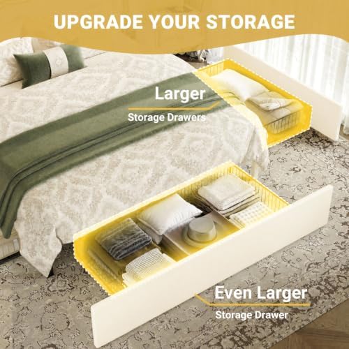 SHA CERLIN Full Upholstered Platform Bed Frame - Image 4