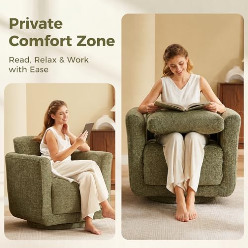 Swivel Accent Chair, Chenille Barrel Chair - Image 6