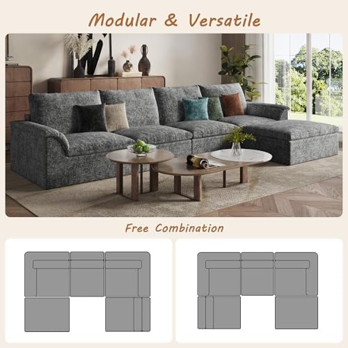 EASE MOOSE 147" L Shaped Sofa, Modular Boneless Couches - Image 5