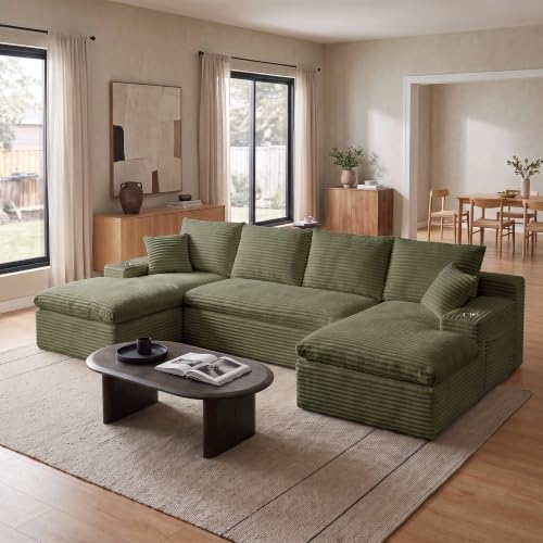 120" Modular Sectional Sofa, U-Shape Boneless Couch by VYNELITO