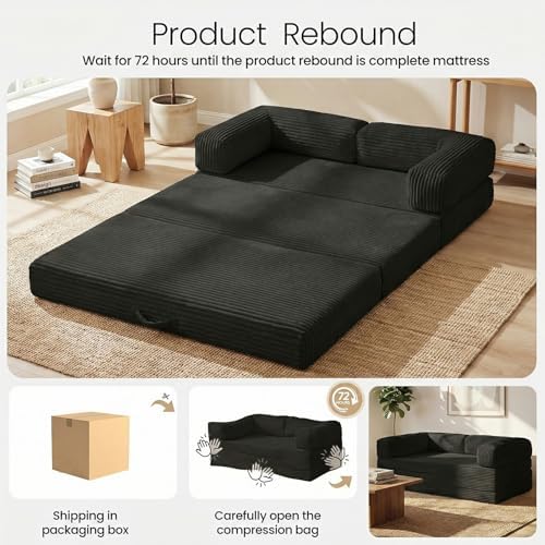 Erament Futon Sofa Bed, Convertible Tri-Folding Mattress Foldable Mattress - Image 6
