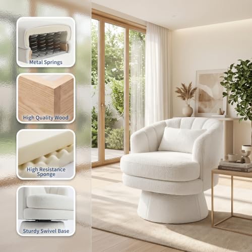 Garvee Teddy Swivel Accent Chair, 360° Barrel Chair - Image 4