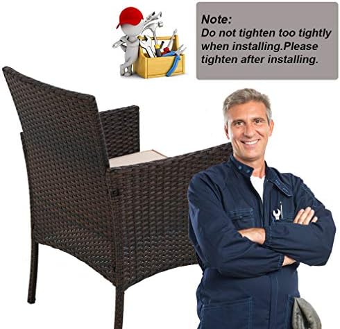 FDW 4-Piece Patio Furniture Set | Brown & Khaki | Outdoor Wicker Furniture - Image 4