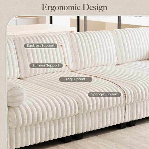 Belffin Oversized Cloud Deep Seat Sectional Sleeper Sofa Bed Corduroy Couch. - Image 6