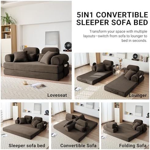 78.8" Futon Sofa Bed with High Back, Boneless Couches - Image 3