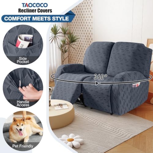 TAOCOCO Recliner Loveseat Cover Oversized, Stretch Jacquard Reclining Loveseat - Image 4