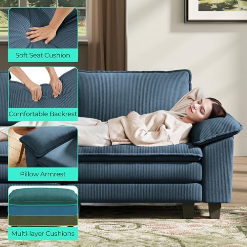 LINSY HOME 90'' Modular Sectional Sofa 2 Seat Couch Corduroy Cloud Couch - Image 4