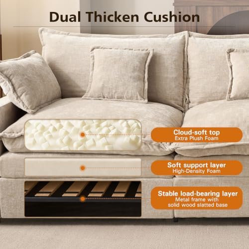 108" Modular Sectional Sofa, U Shaped Modern Comfy Cloud Couch - Image 5