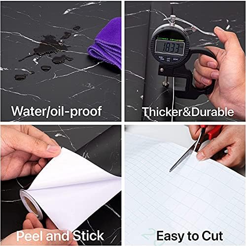 Marble Contact Paper Black Extra Wide Peel and Stick - Image 2